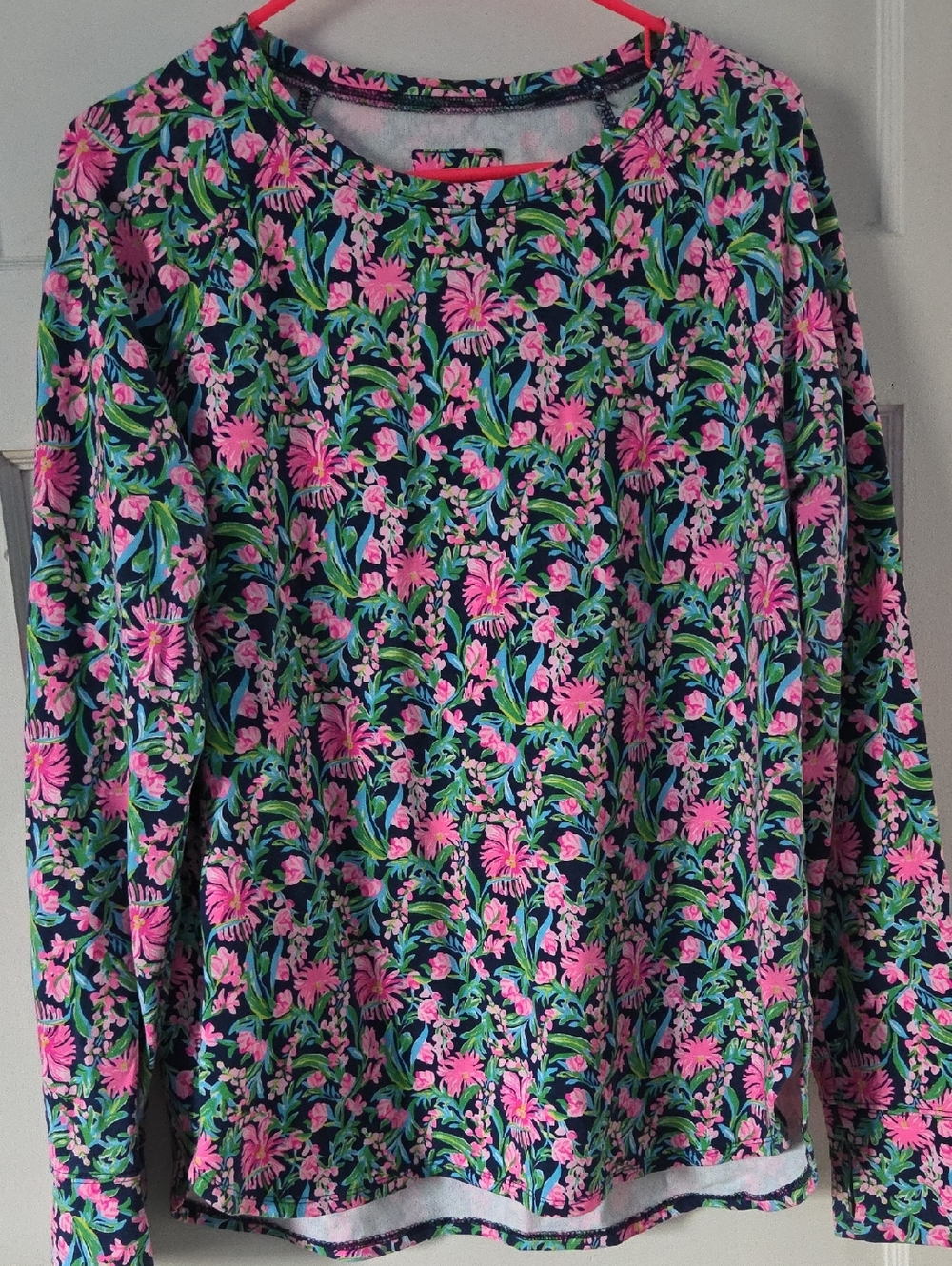 Lilly Pulitzer Navy Floral Long-Sleeve Sweatshirt with Pink & Green Print